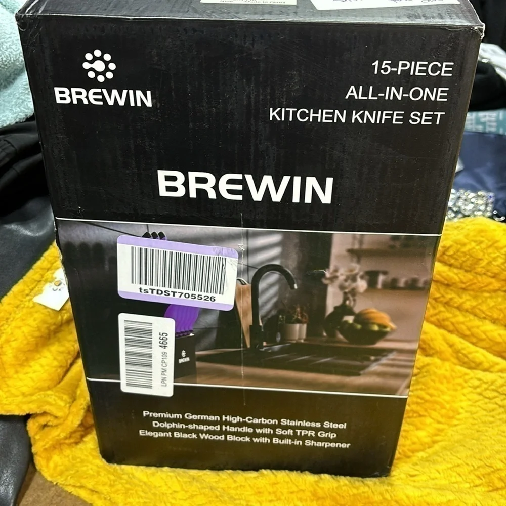 Brewin 14 piece all in one kitchen knife set purple premium stainless steel new